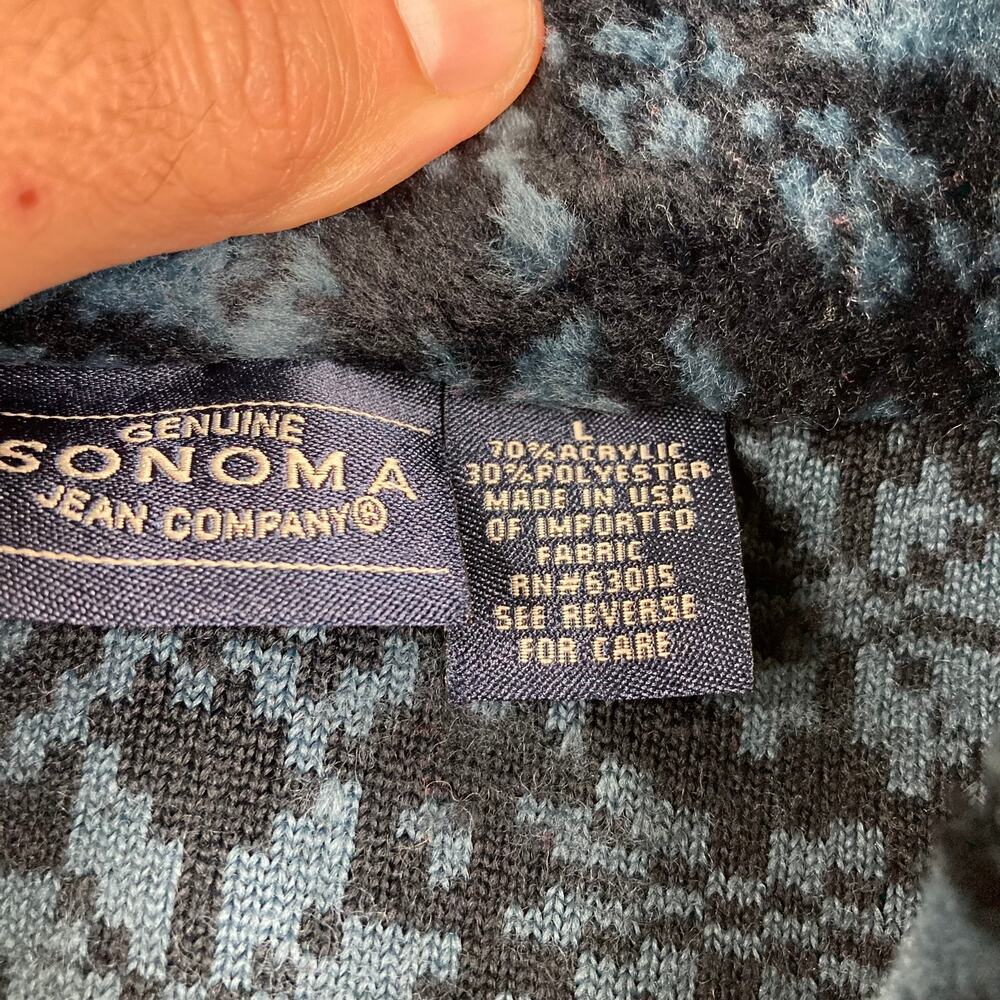 Sonoma Jean‎ Company Cardigan Womens Size L Blue Fuzzy Button Front Retro - Picture 3 of 7